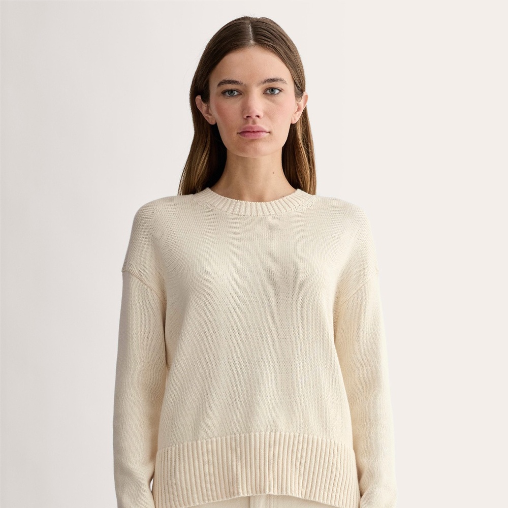 Everlane Women's Boxy Sweater in Everyday Cotton in Canvas, Size Large